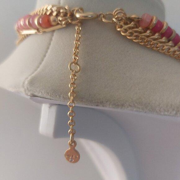 LOFT Necklace Celestial Charms Gold Coral Beaded Boho Chic Moon Star Layer Stack - Picture 4 of 7